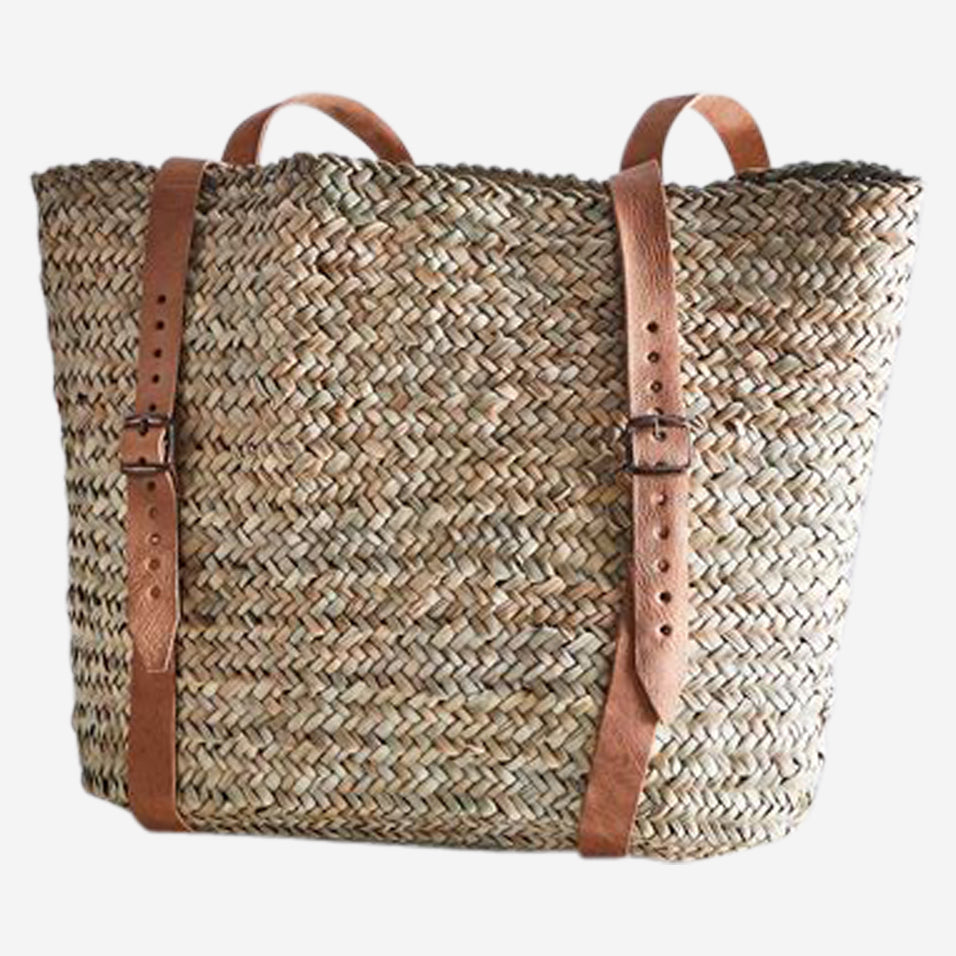 Woven and Leather Backpack