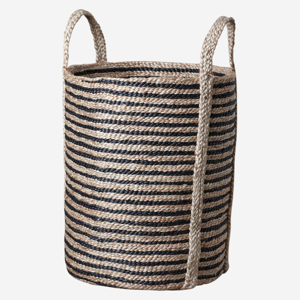 Jute Laundry Basket Striped